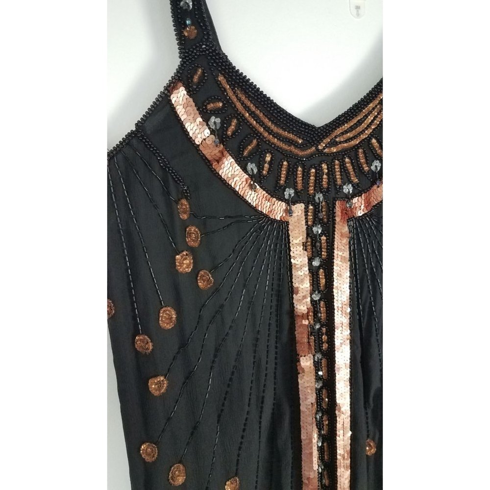 Vintage Judith Ann Creations Sz. M Sequin & Silk Long Length Jacket & Dress Set - Picture 10 of 13